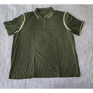 Michel Rouen Polo Shirt Men's 3XL Green Short Sleeve Zip